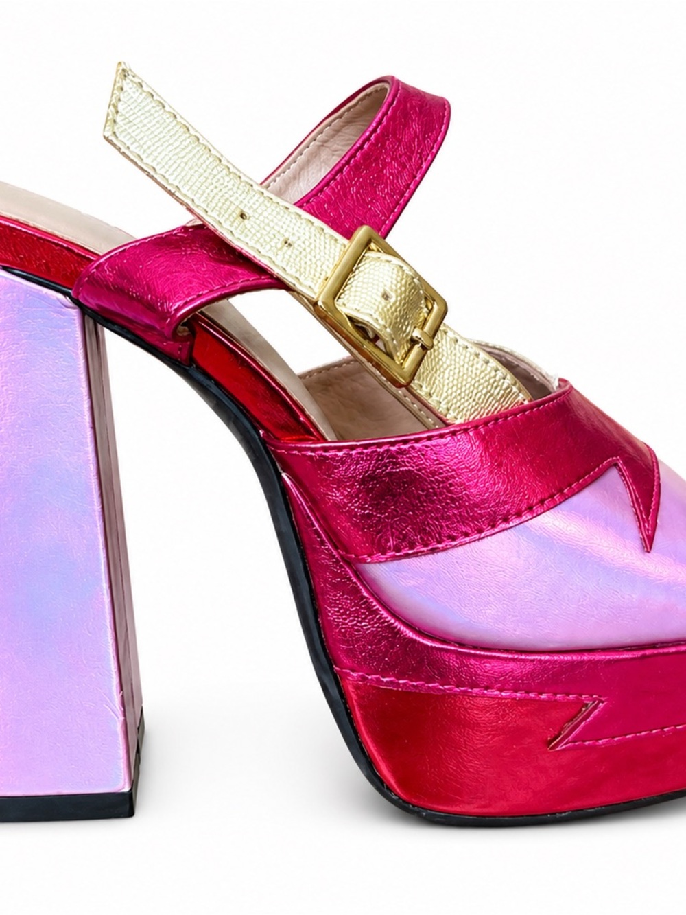 Nasty Gal Metallic Pink and Gold Platform Heels - Picture 7 of 10